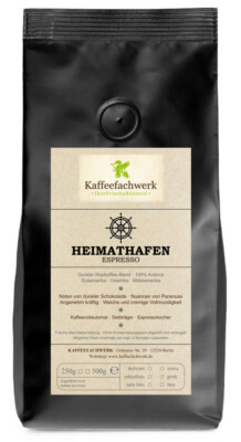 Kaffeefachwerk Heimathafen Espresso, vollmundig-fein, frisch gerösteter Espresso