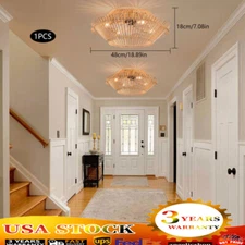 18" Bamboo Caged Ceiling Low Profile Fan Light Chandelier with Remote 6 Speeds