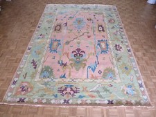 9'9 x 14 Hand Knotted Pink Colorful Oushak Oriental Rug G15081