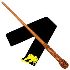15" Hand Carved Bunty Mahogany Wood Magic Wand Witch Wizard Wicca Pagan w/ Bag