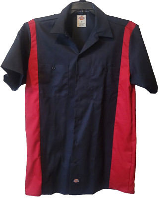 Dickies NWT Short-Sleeve Men Medium Two Tone Shirt Classic Red Black