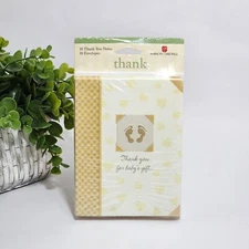 American Greetings Thank You Notes Baby - 10 notes with Envelopes - Beige Hearts