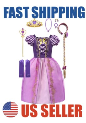 Rapunzel Dress Up Costume Set for Girls US Fast Shipping