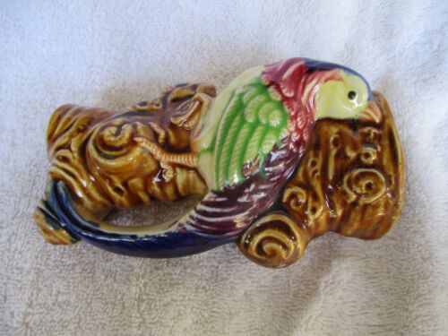 Vintage "Wall Pocket" Parrot Tropical Bird Made in Japan Colorful Planter - Picture 3 of 4