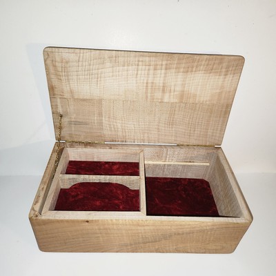 Handmade Wood Jewelry Box W/Sliding Tray-Deep Red Velvet/Suede-11x6x3.5-Numbered