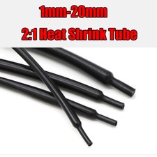 1mm-20mm Black 2:1 Heat Shrink Tube Tubing Sleeving Heatshrink Wrap Wire Cable