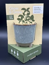 Glow & Grow Candle + Grow Kit with Basil Seeds Herb Garden Modern Sprout NEW