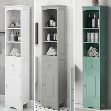 Tall Bathroom Cabinet Storage Cabinet Freestanding with Drawer& Adjustable Shelf