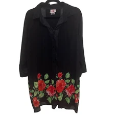 Cole of California Top Womens Large Oversized Shirt Sheer Beachy Boho Vintage