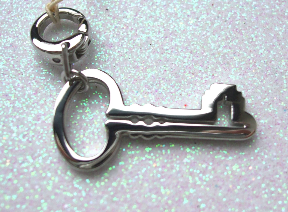 Charms Anhänger, Schlüssel, Fossil Stainless Steel mit Steinchen, Bettelarmband - Bild 3 von 3