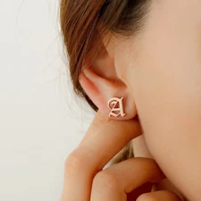 Vassago Custom Earrings For Women Old English Initial Letter Stud Earrings Gift