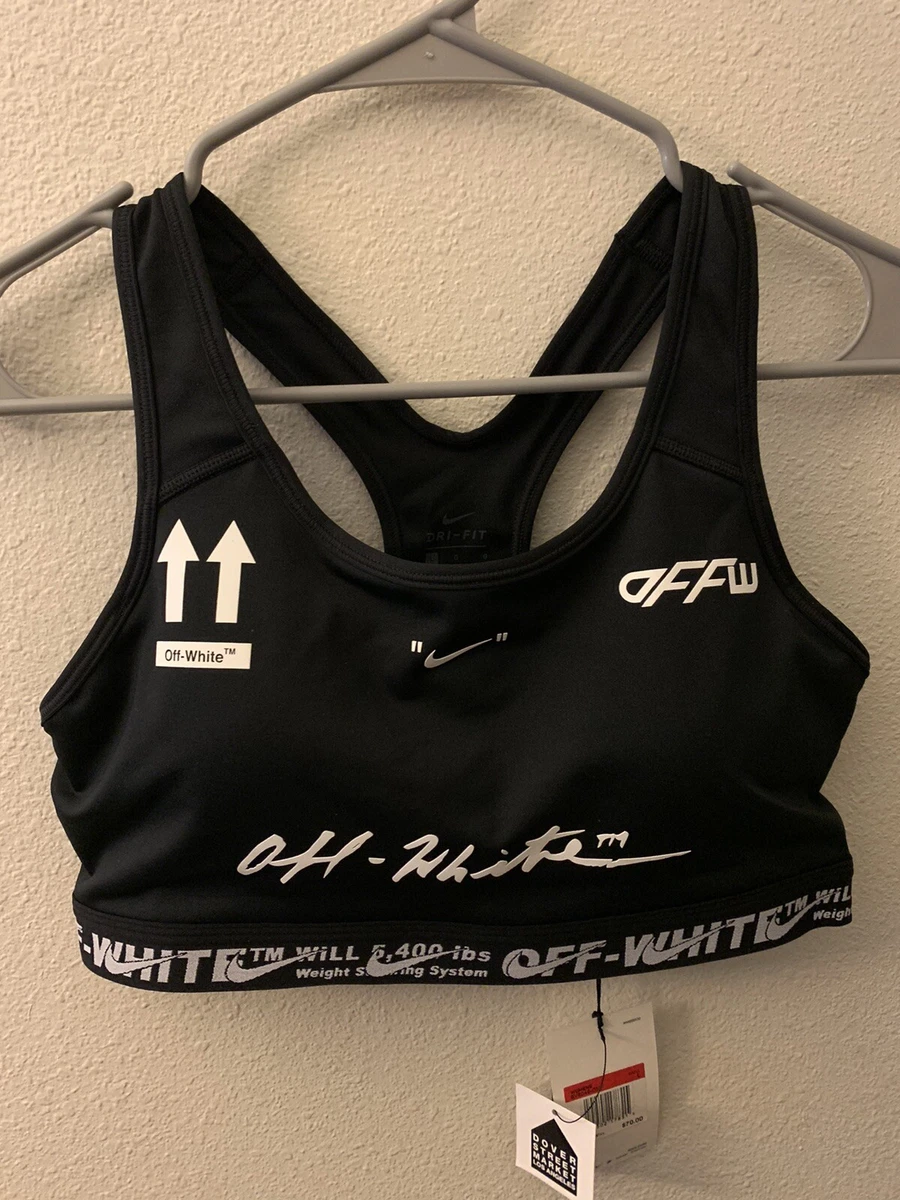 NEW XL NIKE OFF-WHITE VIRGIL LOGO script Sports Bra Black