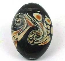 Lampwork Glass Black Moonlight Oval Pendant Bead 31x23m