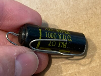 NOS Vintage Sprague Black Beauty .02 uf 1000v Capacitor 1kv Guitar