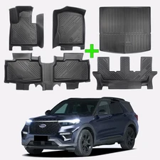 US Floor Mats Trunk Cargo Liner & Backrest Mat for 2020-2025 Ford Explorer TPE