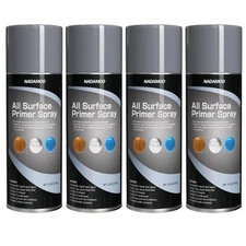 All Surface Primer Spray, One-Part Epoxy Primer Matte Gray, 4 Cans, Enhance A...