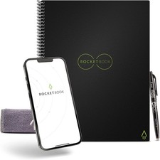 Rocketbook Core Reusable Spiral Notebook, Executive Size 6x8.8, Black - Dotte...