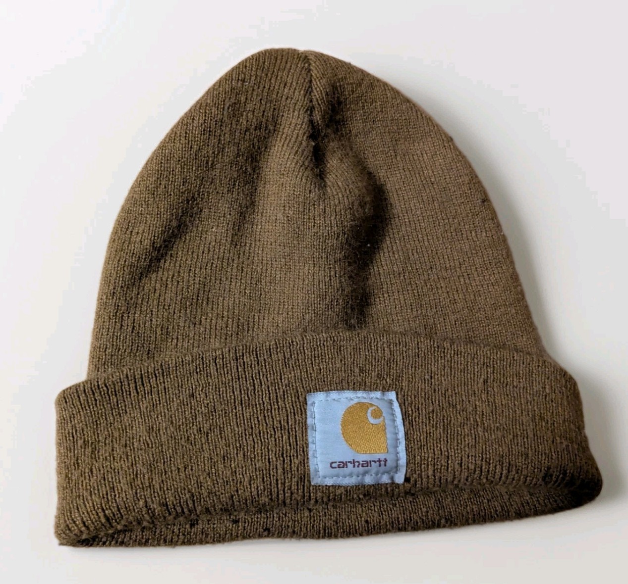 Carhartt Beanie Watch Hat Acrylic Brown Winter pull on  knit cap One Size Logo