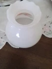 Vintage Rose Glass Lamp Shade  8" Fitter Beautiful! Milk Glass With Ruffle Top