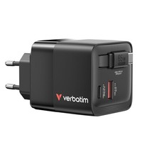 Verbatim Gan Charger 65W 2Xusb-C Pd,1Xusb-A, Retrac. Cable 32217 LadegeräT