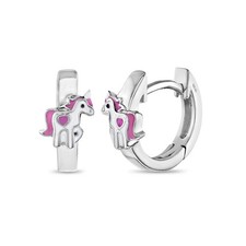Magical Unicorn 9mm Toddler / Kids Earrings Hoop - Sterling Silver