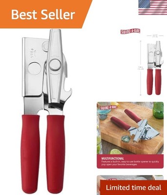 Portable Can Opener with Sharp Blade, Manual Hand Held, 2-in-1 Can and Bottle...