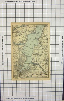 Original alter antiker Druck *118 Karte Deutschland Kiel Umgebung Friedrichsort Wik
