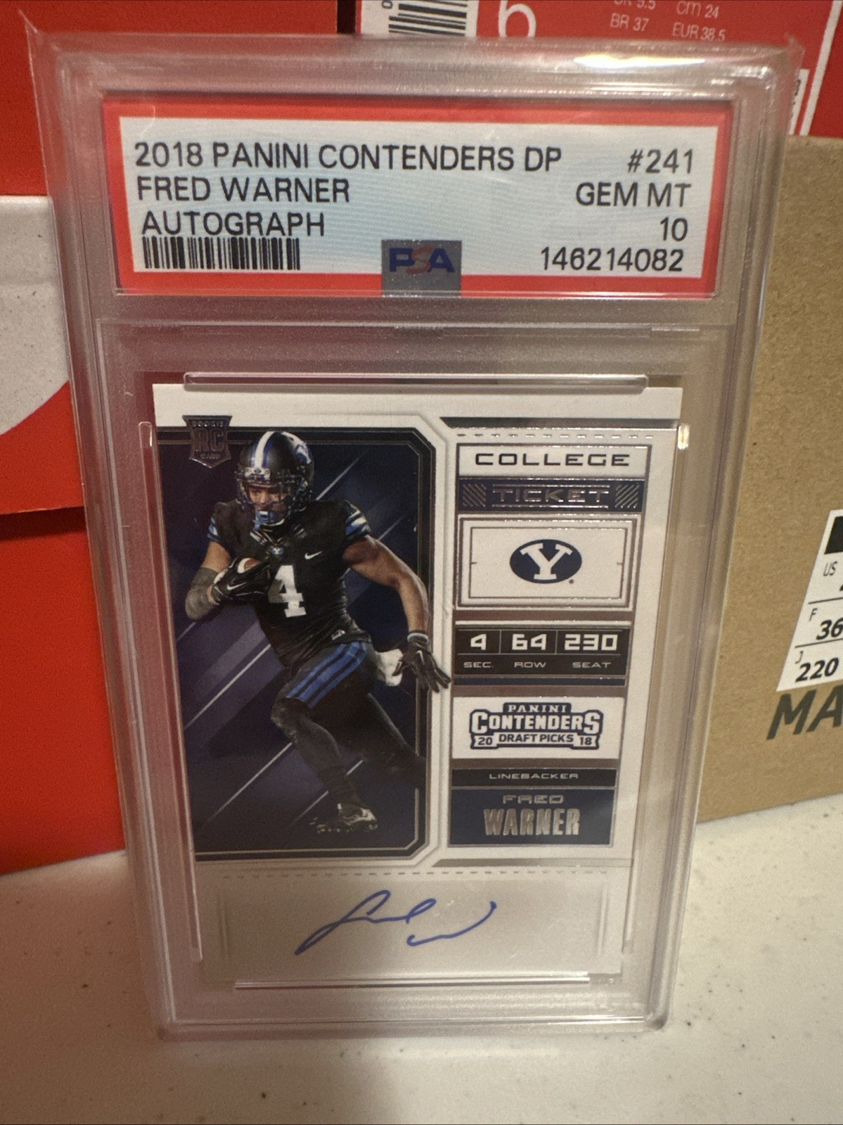 2018 Panini Contenders Draft Picks #241 Fred Warner Auto Autograph PSA 10 ROOKIE