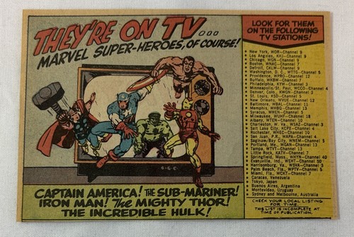 1967 comic half page ad ~ MARVEL TV HEROES Captain America,Hulk,Thor,Iron Man...