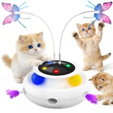 3 in 1 Cat Interactive Indoor Cat Pet Toys Light Automatic,USB Cat Pet Toy White