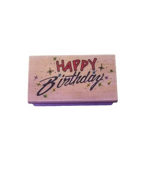 Cursive Happy Birthday w/ Confetti Rubber Stamp Noteworthy Script Star VTG 1993