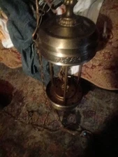 Vtg Rare 70’s Hanging Oil Rain Lamp Three Gold Goddess Statue Creators Inc AS IS