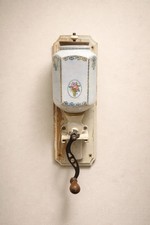 Antique German Porcelain Wall Coffee Grinder Hopper