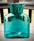 Vintage MCM Blenko Seabreeze Glass Water Pitcher Double Spout Large 8" Tall 384