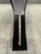 14ct Gold Emerald And Diamond Bangle