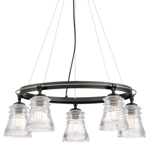 Minka Lavery 2736 Graham Avenue 5 Light 26"W Ring Chandelier - Smoked Iron / - Picture 1 of 2
