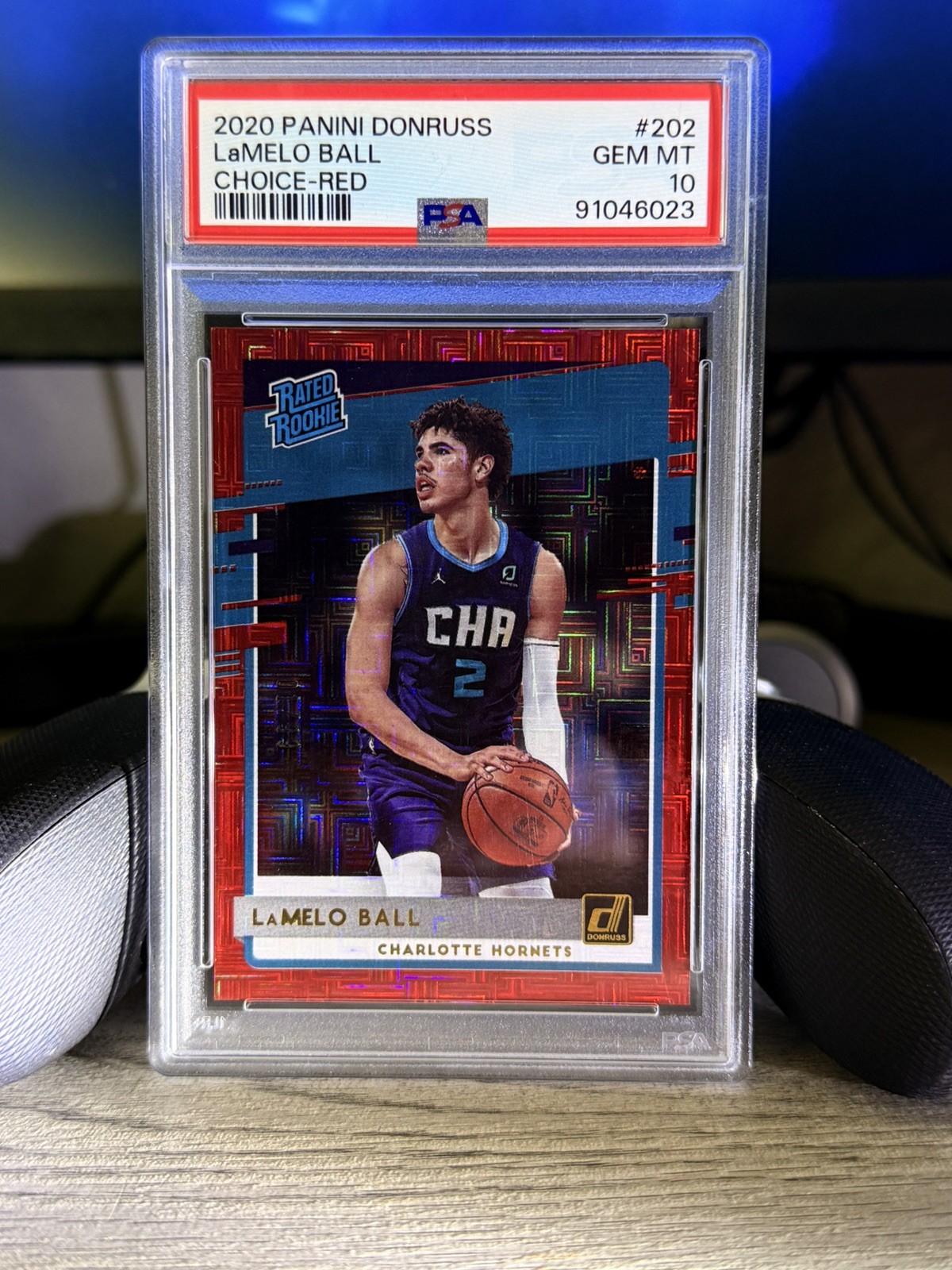 LaMelo Ball 2020 Panini DonRuss Rated Rookie Choice Red PSA 10 GEM 1/99 bookend