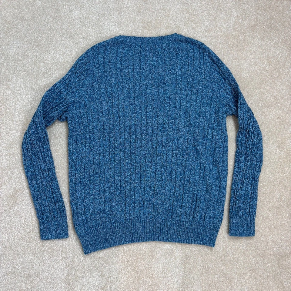 Kim Rogers Blue Cotton Ribbed Knit Crew Neck Sweater Women's Medium - Image 3 of 4