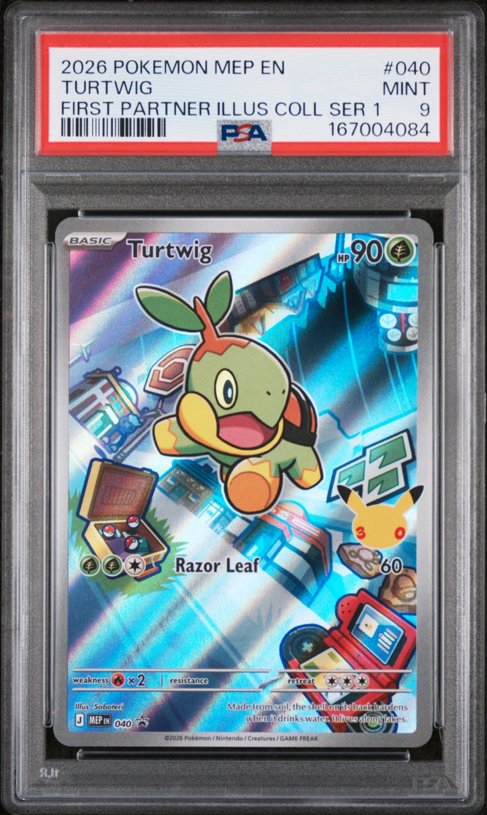 2026 POKEMON FIRST PARTNER ILLUSTRATION COLLECTION PROMO #040 TURTWIG PSA 9