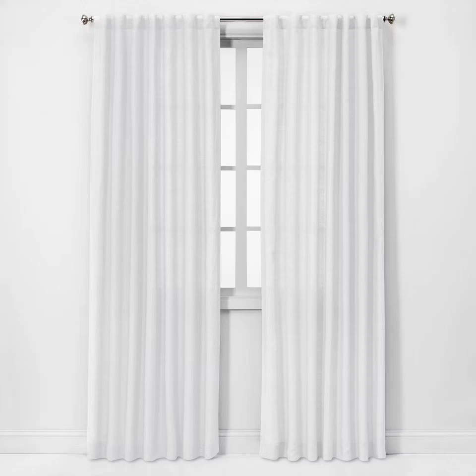 Threshold Light Filtering Linen Window Curtain Panel Traditional Beige