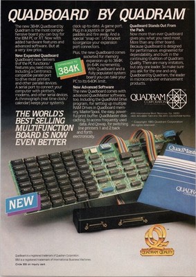 Quadram Quadboard Vintage 1983 Print Ad IBM PC Expansion Board 384K RAM