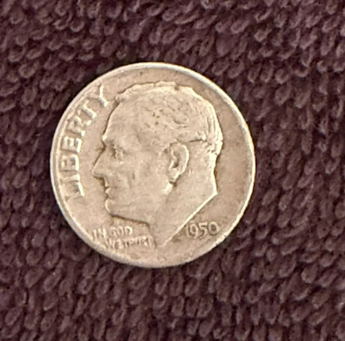 ROOSEVELT DIME 1950 COIN - VF(Very Fine) with 90% Silver & 10% Copper