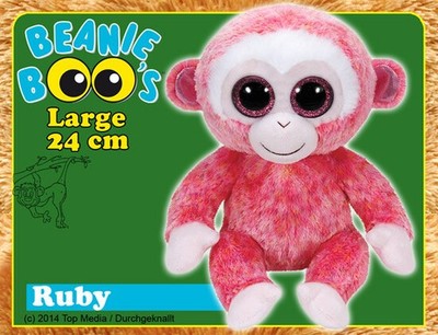 TY Beanis Boos Glubschis Large 24cm Plüsch Kuscheltier NEU - Affe Ruby