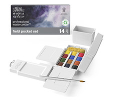 Winsor Newton Professional Watercolor Field Pocket Set, 14pc New And Freeship