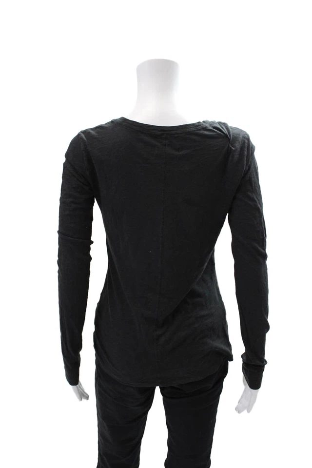 Rag & Bone Jean Womens Cotton Crew Neck Long Sleeve Knit Top Black Size Small - Image 3 of 4