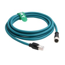 Ethernet Cable M12 A-Coded 8 Pin Female to RJ45 Cat-7e Patch Cord for Industr...