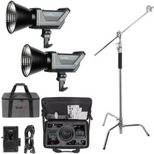 SmallRig RC 220D Daylight COB LED Video 2-Light Kit, Bundle with 10' Turtle Base