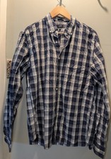 J. Crew Oxford Shirt Men  s Large Slim Plaid Blue Cotton