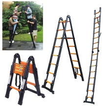 Telescoping Ladder A Frame,18.5 Ft Compact Aluminum Extension Ladder,Portable...