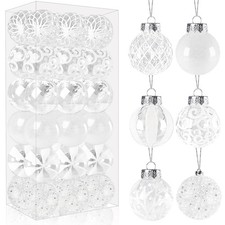 36 Pcs White Christmas Ball Ornaments,60mm/2.36 Shatterproof Foam Christmas D...